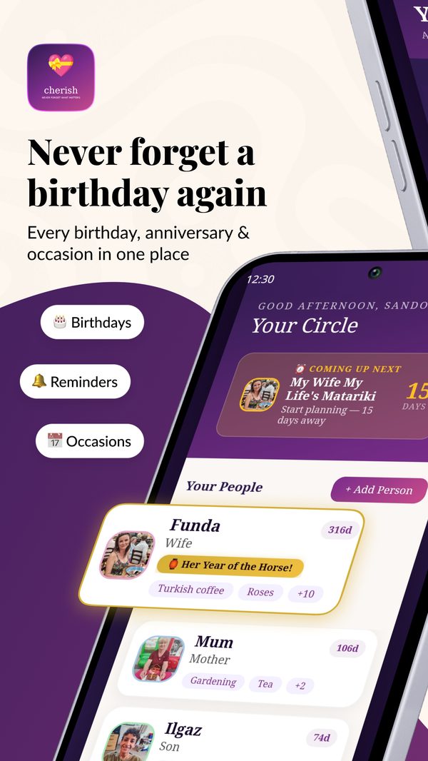 Never forget a birthday again — Your Circle screen
