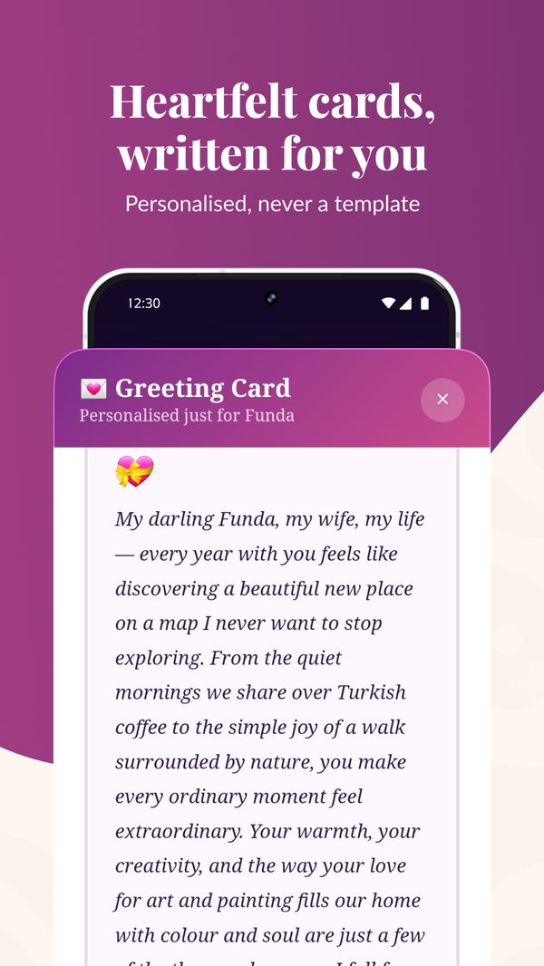 Heartfelt cards written for you